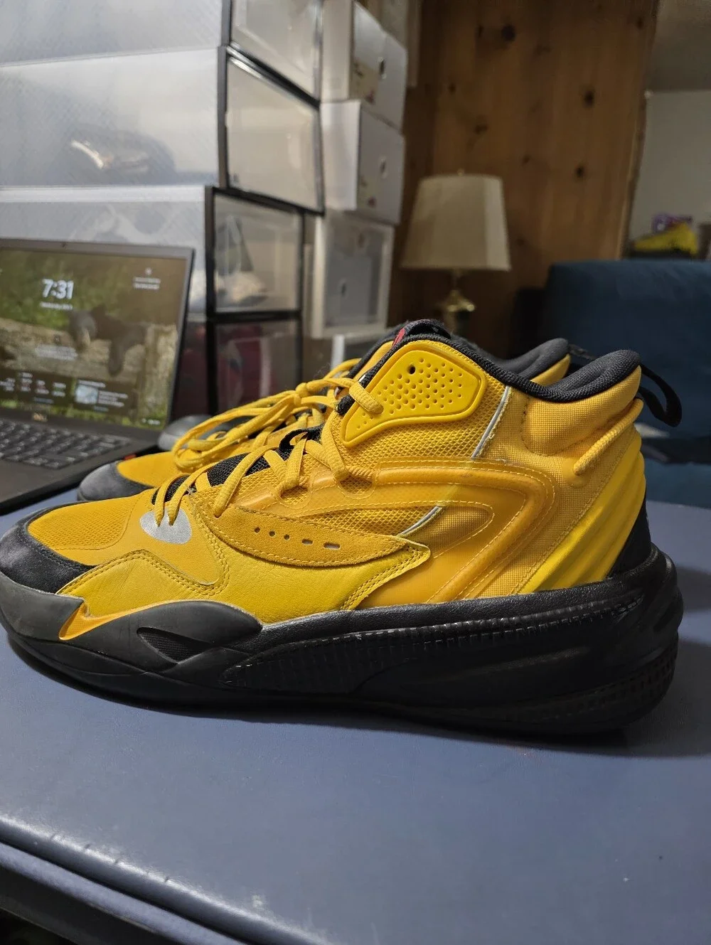 PUMA Yellow Black RS-X Sneakers Size 12m, J Cole Collab.
